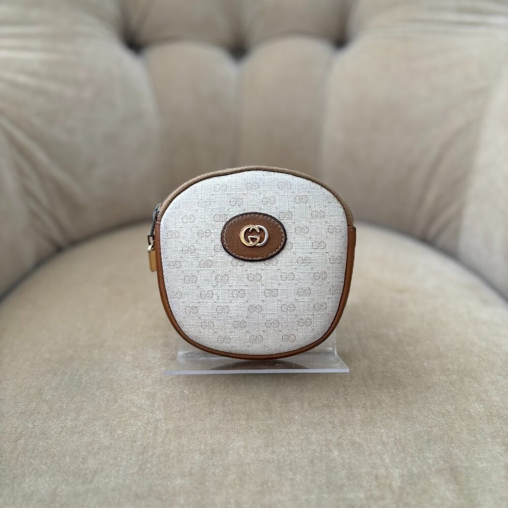 VTG Auth GUCCI Supreme GG Micro Monogram Coated Canvas MINI Zip Coin Purse